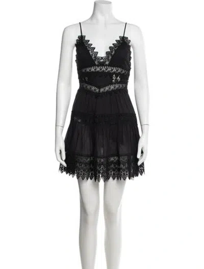 Pre-owned Charo Ruiz Lace Pattern Mini Dress In Black