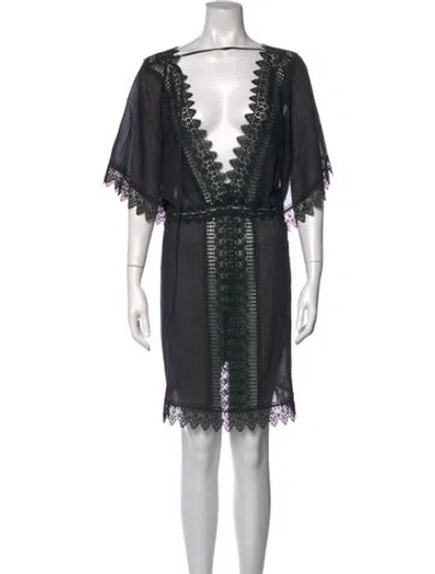 Pre-owned Charo Ruiz Lace Pattern Mini Dress In Black