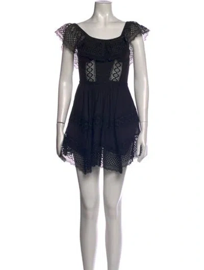 Pre-owned Charo Ruiz Lace Pattern Mini Dress In Black