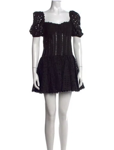 Pre-owned Charo Ruiz Lace Pattern Mini Dress In Black