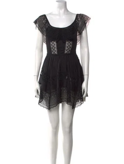 Pre-owned Charo Ruiz Lace Pattern Mini Dress In Black