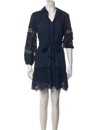 Pre-owned Charo Ruiz Lace Pattern Mini Dress In Blue