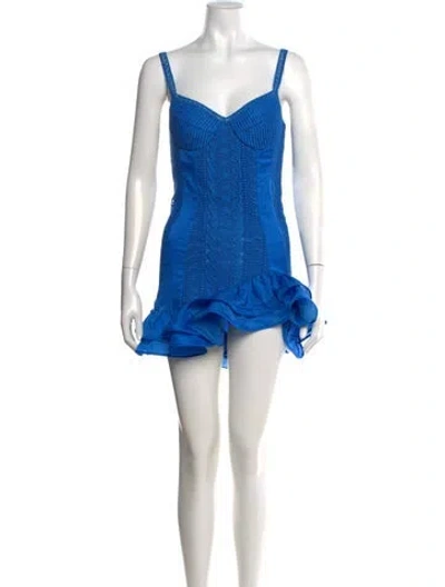 Pre-owned Charo Ruiz Lace Pattern Mini Dress In Blue