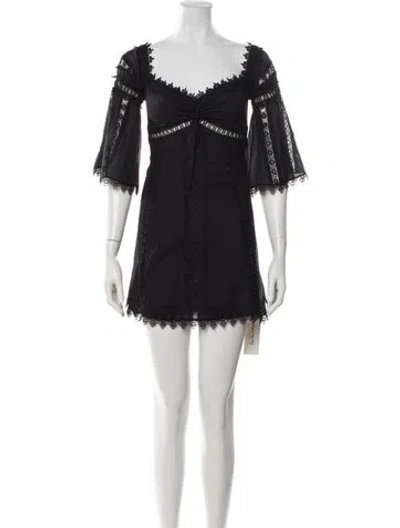 Pre-owned Charo Ruiz Lace Pattern Mini Dress In Blue