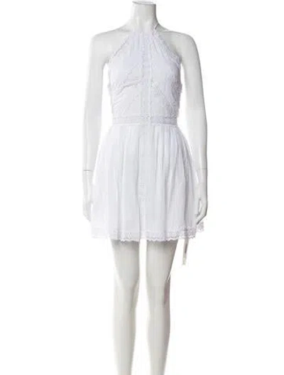 Pre-owned Charo Ruiz Lace Pattern Mini Dress In Blue/white