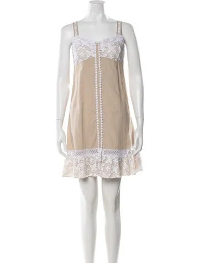 Pre-owned Charo Ruiz Lace Pattern Mini Dress In Neutral