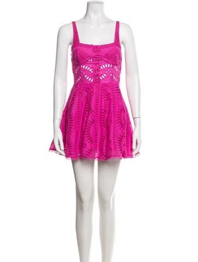 Pre-owned Charo Ruiz Lace Pattern Mini Dress In Pink