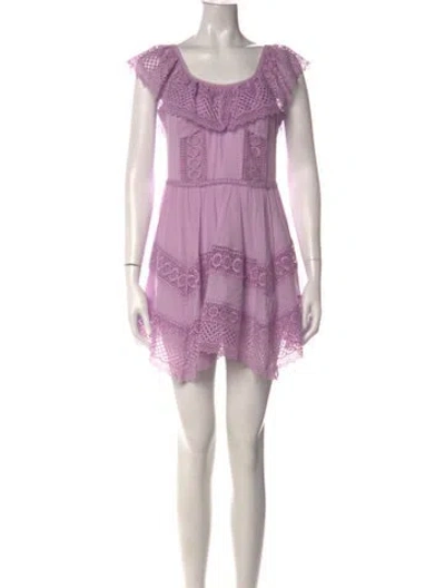 Pre-owned Charo Ruiz Lace Pattern Mini Dress In Purple