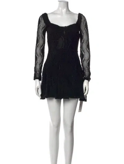 Pre-owned Charo Ruiz Lace Pattern Mini Dress W/ Tags In Black