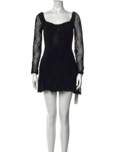 Pre-owned Charo Ruiz Lace Pattern Mini Dress W/ Tags In Black