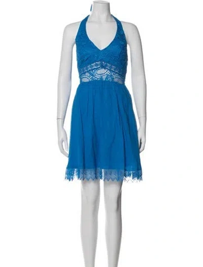 Pre-owned Charo Ruiz Lace Pattern Mini Dress W/ Tags In Blue