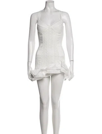 Pre-owned Charo Ruiz Lace Pattern Mini Dress W/ Tags In White