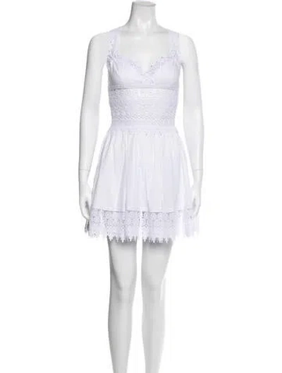 Pre-owned Charo Ruiz Lace Pattern Mini Dress W/ Tags In White