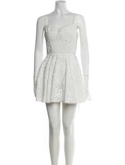 Pre-owned Charo Ruiz Lace Pattern Mini Dress In White