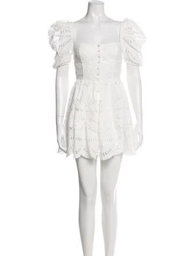 Pre-owned Charo Ruiz Lace Pattern Mini Dress In White
