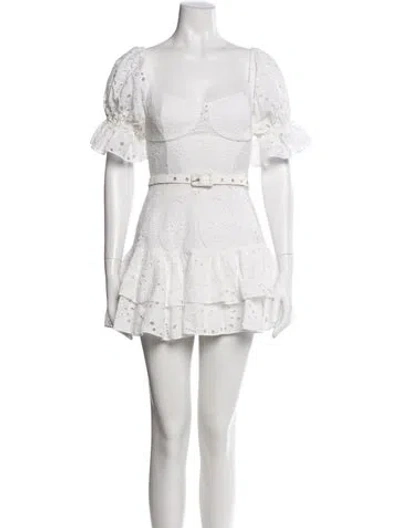 Pre-owned Charo Ruiz Lace Pattern Mini Dress In White