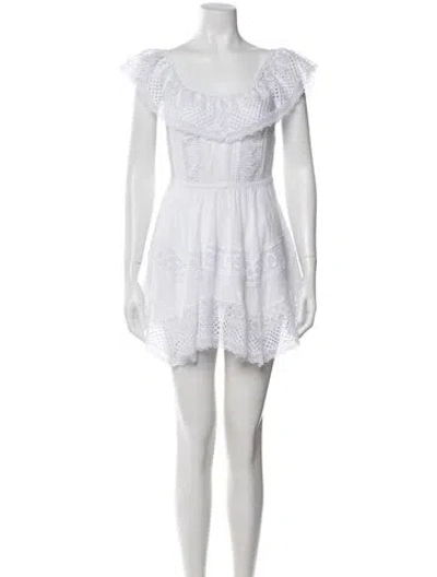Pre-owned Charo Ruiz Lace Pattern Mini Dress In White
