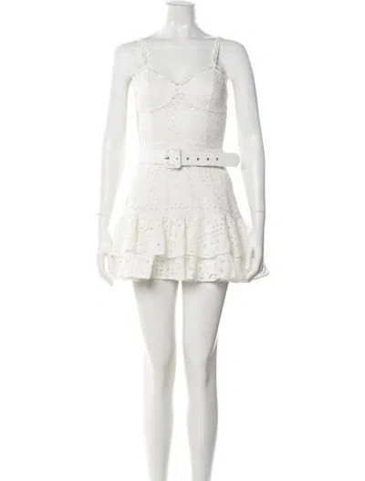 Pre-owned Charo Ruiz Lace Pattern Mini Dress In White