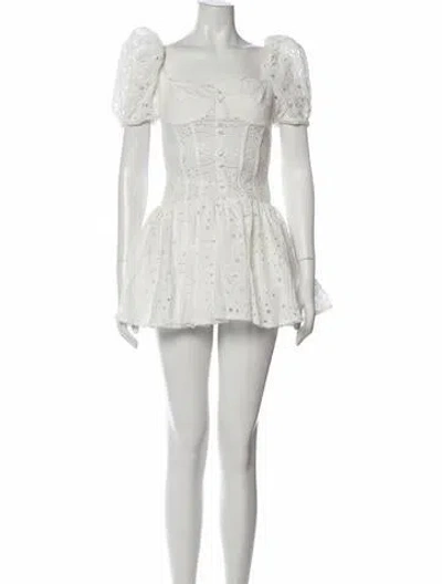 Pre-owned Charo Ruiz Lace Pattern Mini Dress In White