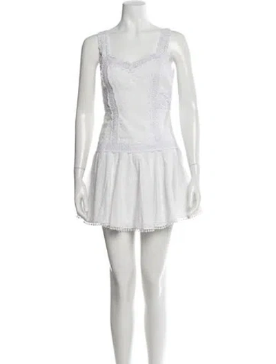 Pre-owned Charo Ruiz Lace Pattern Mini Dress In White
