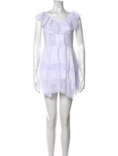 Pre-owned Charo Ruiz Lace Pattern Mini Dress In White