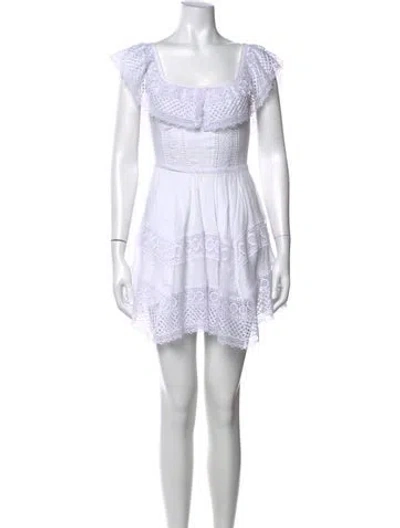Pre-owned Charo Ruiz Lace Pattern Mini Dress In White