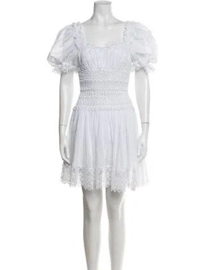 Pre-owned Charo Ruiz Lace Pattern Mini Dress In White
