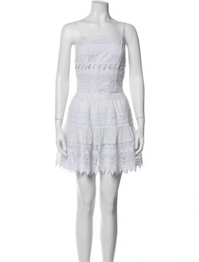 Pre-owned Charo Ruiz Lace Pattern Mini Dress In White