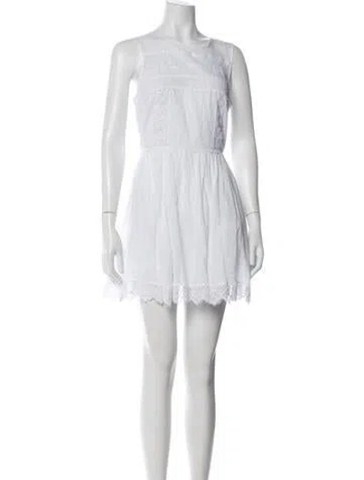 Pre-owned Charo Ruiz Lace Pattern Mini Dress In White