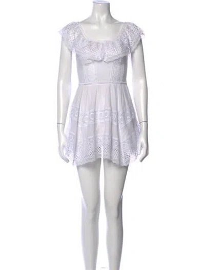 Pre-owned Charo Ruiz Lace Pattern Mini Dress In White