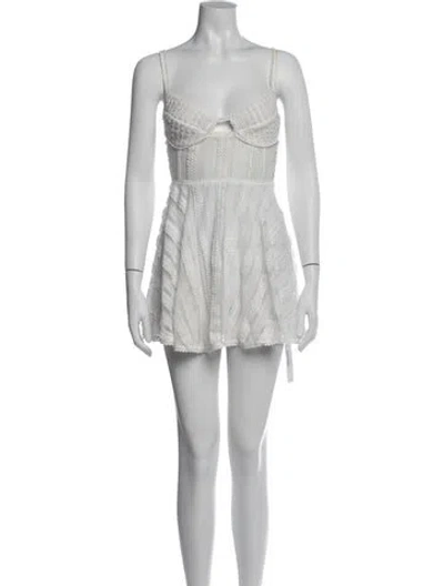 Pre-owned Charo Ruiz Lace Pattern Mini Dress In White