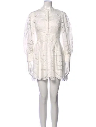 Pre-owned Charo Ruiz Lace Pattern Mini Dress In White