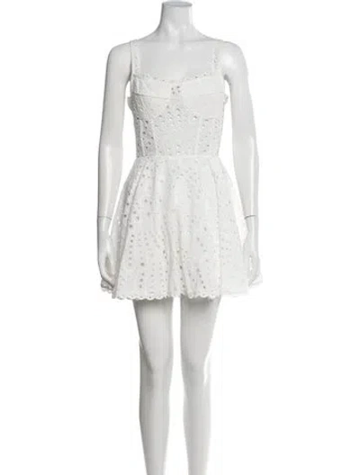 Pre-owned Charo Ruiz Lace Pattern Mini Dress In White