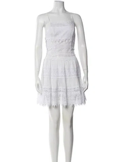 Pre-owned Charo Ruiz Lace Pattern Mini Dress In White