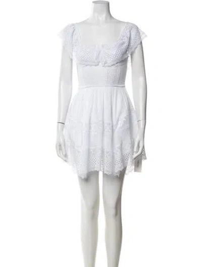 Pre-owned Charo Ruiz Lace Pattern Mini Dress In White