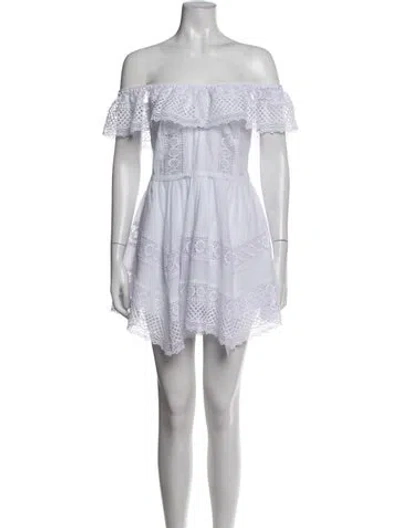 Pre-owned Charo Ruiz Lace Pattern Mini Dress In White