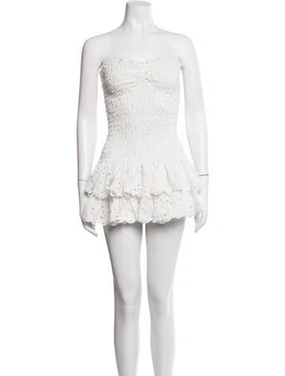 Pre-owned Charo Ruiz Lace Pattern Mini Dress In White