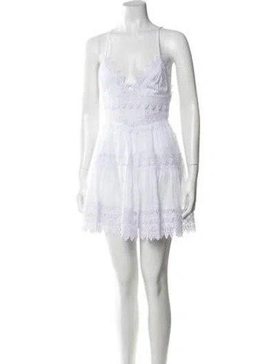 Pre-owned Charo Ruiz Lace Pattern Mini Dress In White