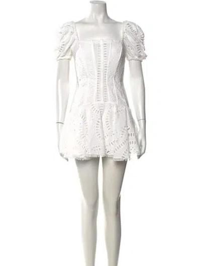 Pre-owned Charo Ruiz Lace Pattern Mini Dress In White