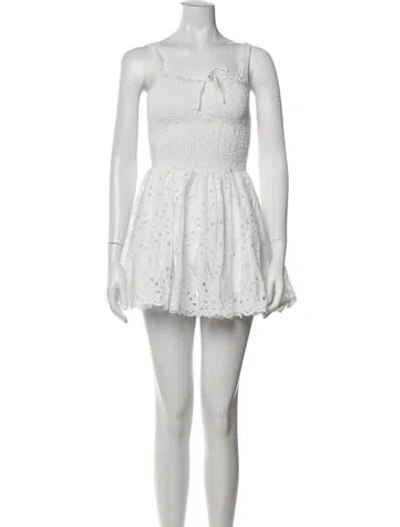 Pre-owned Charo Ruiz Lace Pattern Mini Dress In White