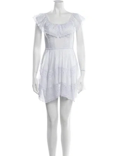 Pre-owned Charo Ruiz Lace Pattern Mini Dress In White