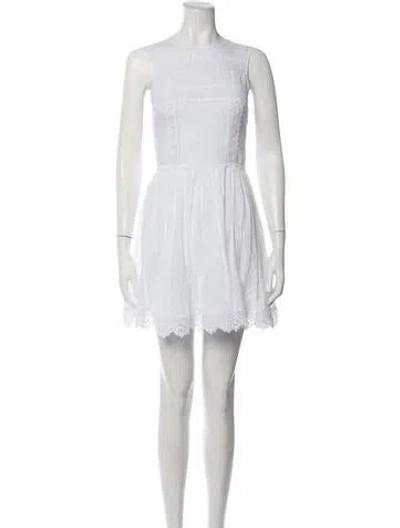 Pre-owned Charo Ruiz Lace Pattern Mini Dress In White