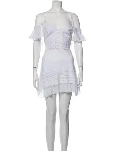 Pre-owned Charo Ruiz Lace Pattern Mini Dress In White
