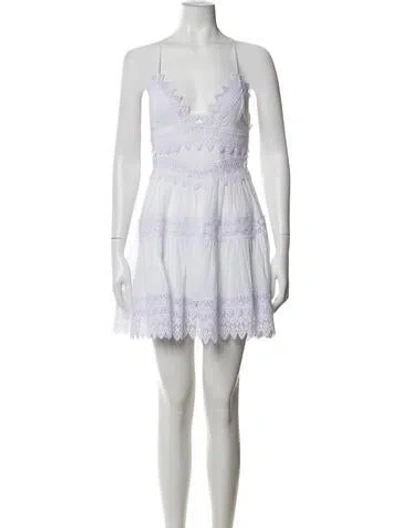 Pre-owned Charo Ruiz Lace Pattern Mini Dress In White