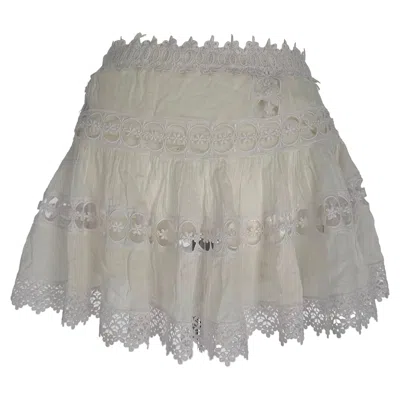 Pre-owned Charo Ruiz Lace Pattern Mini Skirt In White Ecru Cotton In Gray