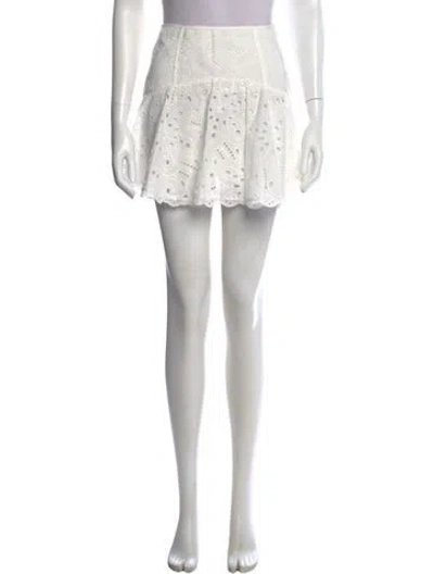 Pre-owned Charo Ruiz Lace Pattern Mini Skirt In White