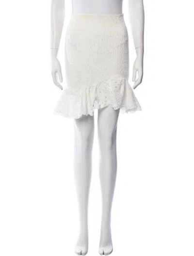 Pre-owned Charo Ruiz Lace Pattern Mini Skirt In White