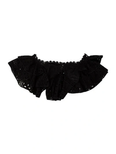 Pre-owned Charo Ruiz Lace Pattern Off-the-shoulder Top In Black
