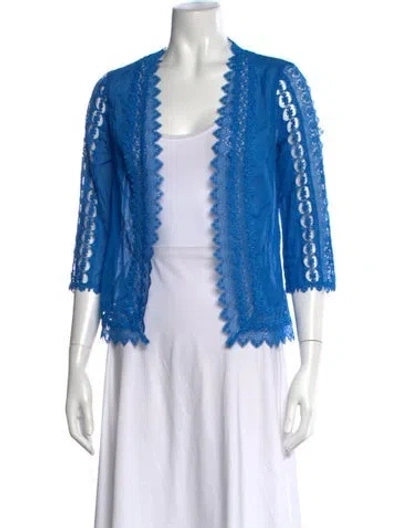 Pre-owned Charo Ruiz Lace Pattern Open Front Sweater In Blue