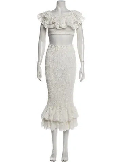 Pre-owned Charo Ruiz Lace Pattern Ruffle Embellishment Skirt Set In Neutrals